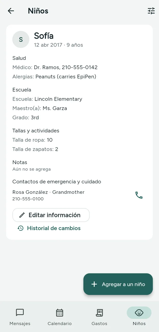 Niños: Información que ambos comparten